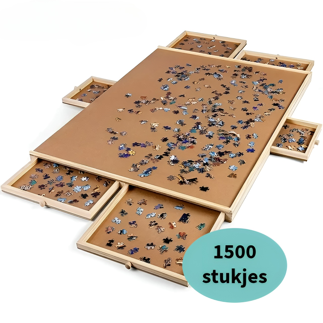 Novix® Puzzeltafel met Opbergsysteem - 6 lades - 1500 stukjes - 90x67cm - Puzzelbord - Puzzelplaat - Portapuzzle - Puzzelplank- puzzel-puzzle